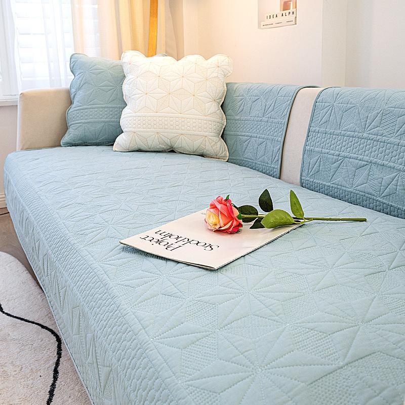 Modern Sofa Cushion Four Seasons Universal Solid Color Couch Cushion Cotton Embroidered Geometry Fabric Simplicity Sofa Cover