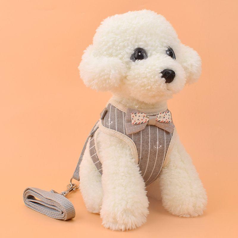

Dog Hand Holding Rope Chest Strap Teddy Bichon Small and Medium Dogs Bows Vest-Style Dog Leash Pet Supplies L (suitable for weight 5.00 kg-7.50 kg Gray anchor