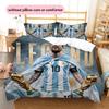 Set Copripiumino Trapuntato con Motivo Lionel Messi Decorazione per la Casa Regalo (1 * copripiumino + 2 * federe senza imbottitura)