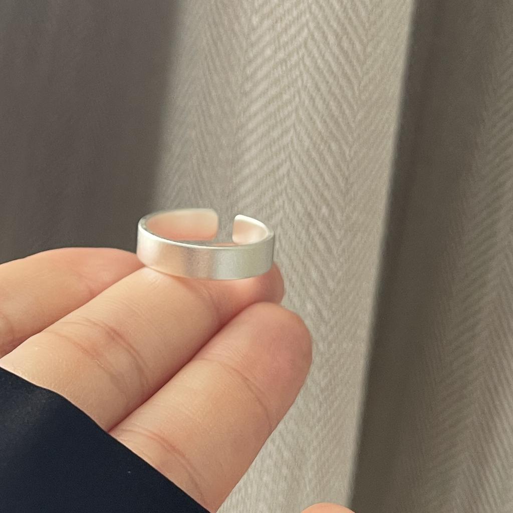 925 Sterling Silver Rings For Women Geometric Fine Jewelry Finger Adjustable Simple Dots Wide Ring For Party Birthday Gift