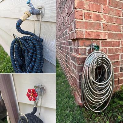 Wall Mounted Garden Hose Storage Hook Flexible Support Hanging Water Pipe Hanger Rustproof Space Saving Water Hose Holder