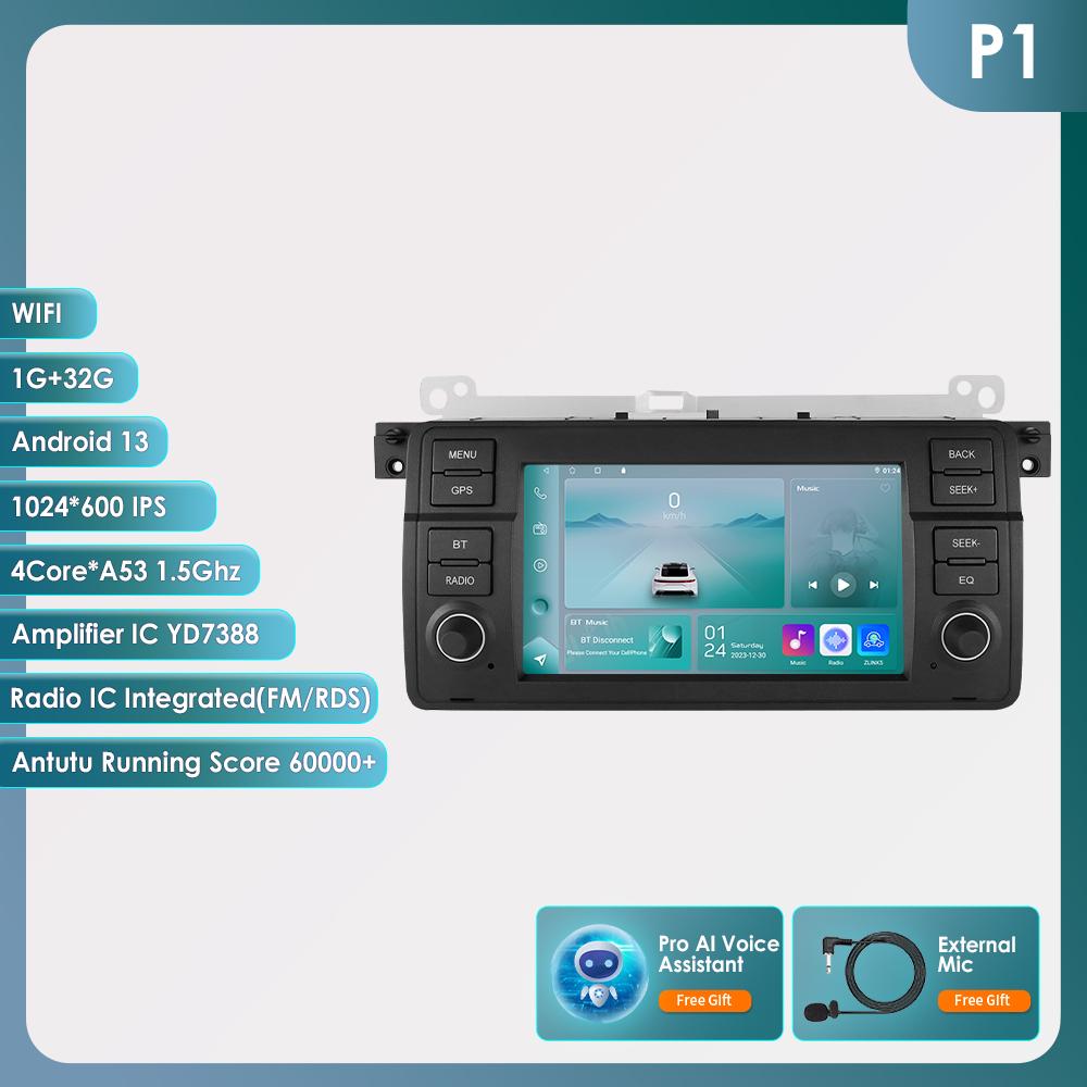 Hizpo 7 Inch 8G 128G AI Voice 2Din Android Auto Radio for BMW 3 E46 M3 318 320 325 330 335 Carplay 4G NET Car Multimedia GPS Intelligent Auto radio