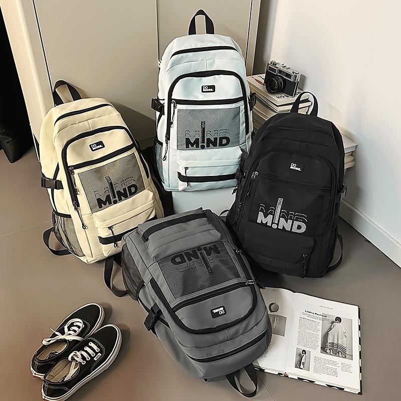 New Schoolbag Men's American Retro Tooling Wind Large Capacity Trend Backpack Strong and Durable Junior High School Backpack