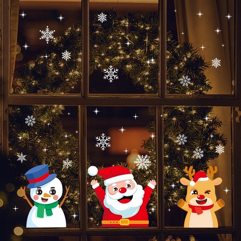 Christmas Window Stickers Santa Claus Snowflake DIY Wall Decal 2026 Christmas Decorations For Home New Year Ornaments Gift 2026