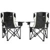 Set of 2 Folding Camping Chairs, Padded Camping Chairs with Adjustable Armrests, Portable & Lightweight Folding Camp Chair with Cooler Bag