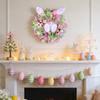 35cm Easter Wreath Fabric Bunny Door Hanging Wreath Linen Bow Door Decoration