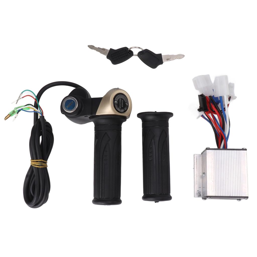 24V 250W Electric Bicycle Brushed Controller Electric Bike Conversion Kit with Round Screen 24V Throttle Grip 2 Keys