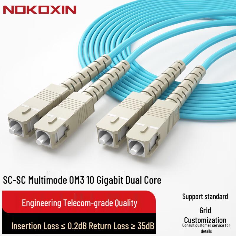 Nokoxin Telecom-Grade OM3 10Gb Multimode Duplex Fiber Optic Patch Cable