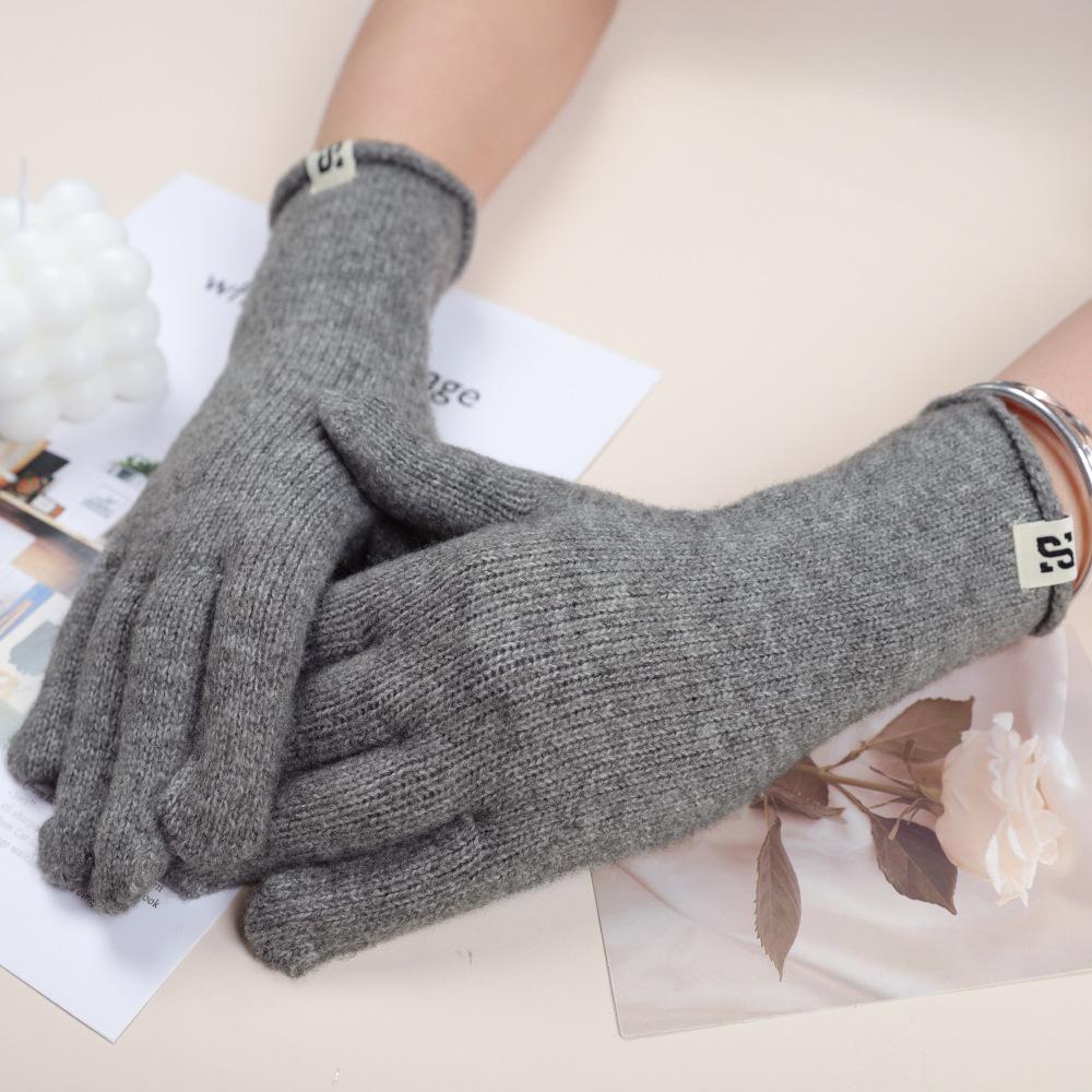 Warme Strickhandschuhe für Damen im Herbst und Winter Studenten Einfarbig Vielseitig Fingerfrei Fingerwollhandschuhe für Büro Outdoor Reiten