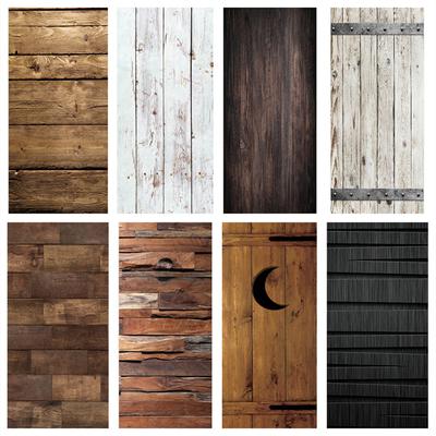 Retro Holz Tür Aufkleber Wand Kunst Wandbild 3D Vision Tapete Für Wohnzimmer DIY Wand Aufkleber PVC Vinyl Tür Poster wohnkultur