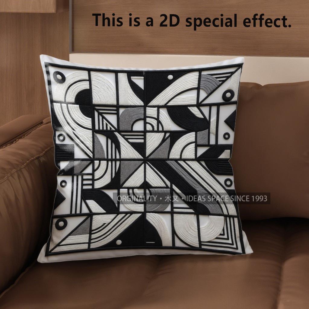 2D Abstract Black & White Patterned Pillow Covers Pattern Cushion Cover Suitable For Sofa Bedroom Car Pillow Cover