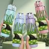 1PC Panda Bamboo Forest Scene Print 750ml Color Plastic Sports Water Bottle Leakproof Flip Straw Lid Suitable for Sports Office Home Use