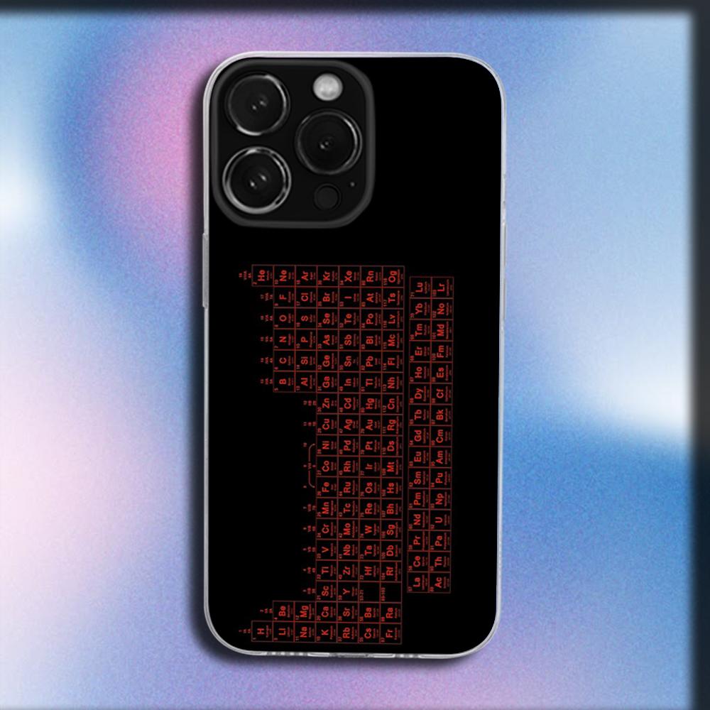 Periodic Table Of Elements Phone Case For iPhone 16,15,14,13,12,11 Plus,Pro,Max,XR,XS,X,Plus,SE,Mini Transparent Soft Cover