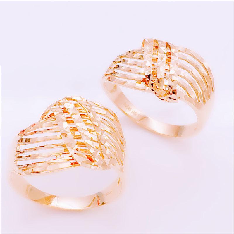 Purple Gold Wide Version Shiny Hollow Ring Fashionable Rose Gold Plated Gold Live Ring