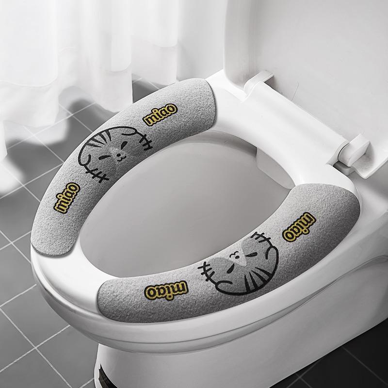 Four Seasons Cartoon Electrostatic Toilet Seat Cushion - Warm, Thickened, Adhesive Pad