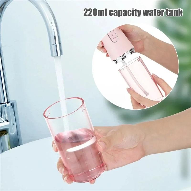 Portable USB Rechargeable Oral Irrigator IPX7 Waterproof Water Flosser 3 Modes 220ml 4 Jet Tips Dental Water Jet
