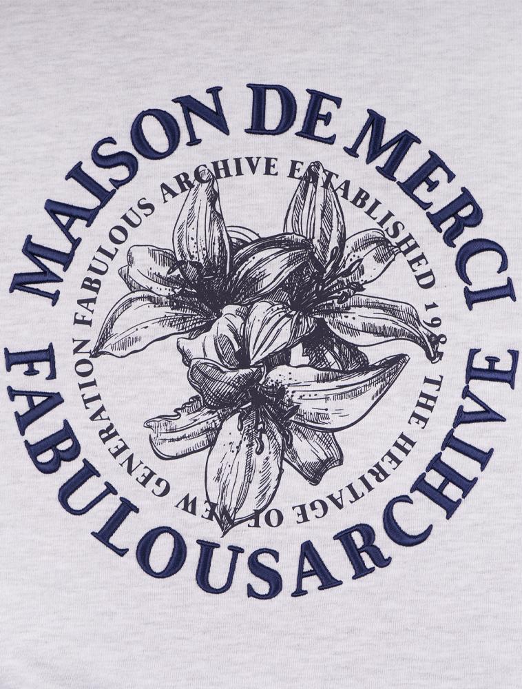 LA MAISON STUDIO Women'S Crop Le Lis Foamed Embossed Embroidery Sweatshirt Ash Gray Navy (Fcb4Ts360W)