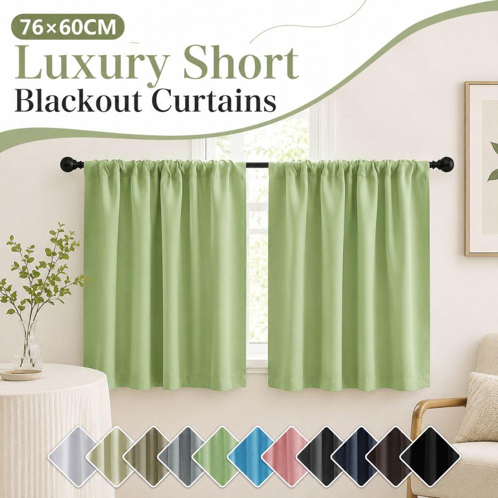 1PC Washable Short Blackout Curtains Solid Color Partition Curtain Kitchen Curtain Multipurpose