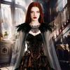 Halloween Tulle Shawl Rhinestone Skull Black Feather Cape Carnival Party Cosplay Costume