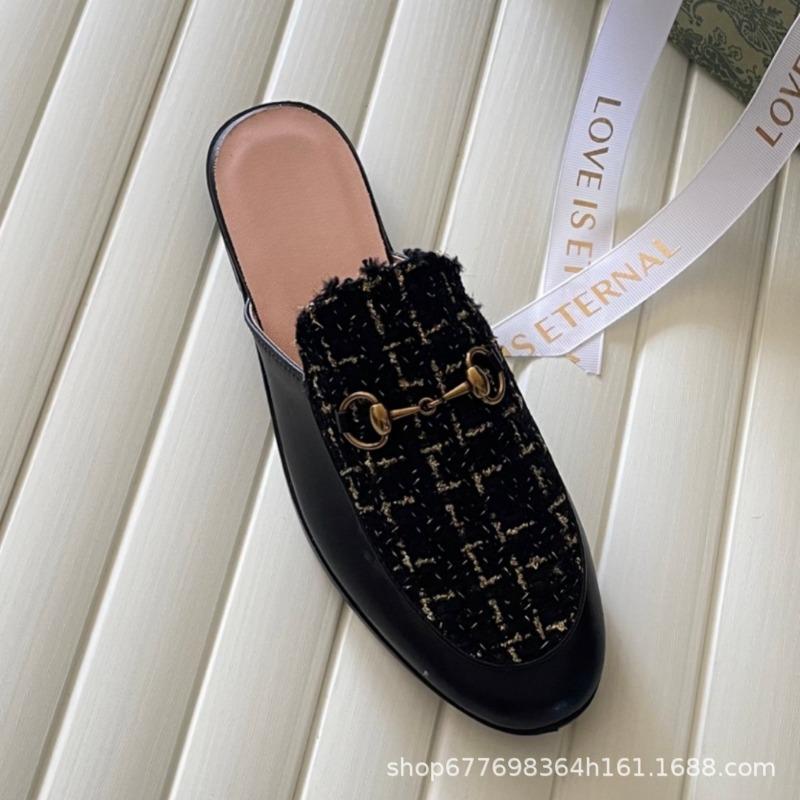 This G family horse title buckle bag head half drag women casual wear lazy Muller shoes versatile one pedal small leather shoes 34 6090₽