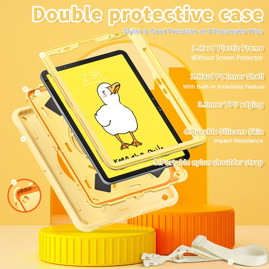For iPad Air 11 (2025)/(2024)/Air (2022)/(2020)/Pro 11 (2022)/(2021)/(2020)/(2018) Case with Shoulder Strap Kickstand Cover