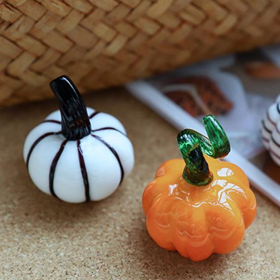 Hand Blown Glass Pumpkin Figurine Mini Halloween Thanksgiving Pumpkin Statue