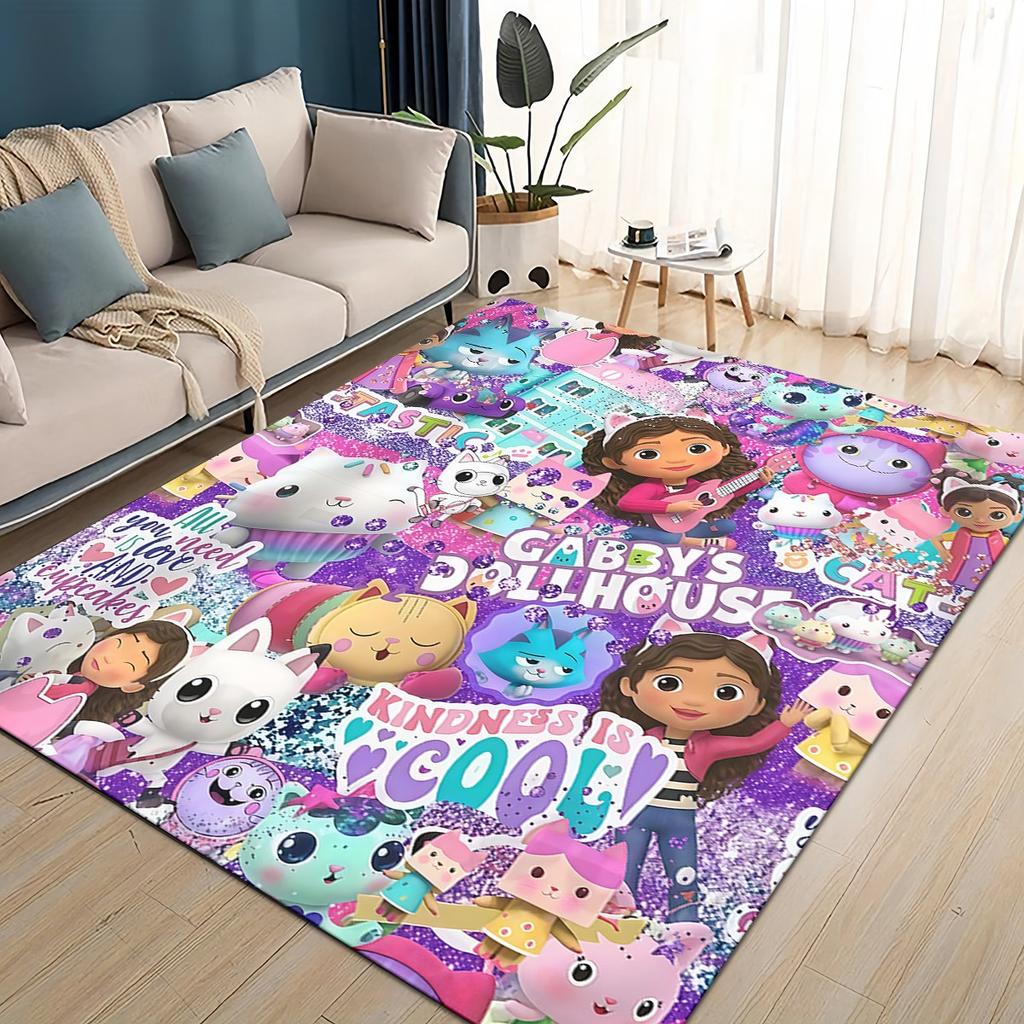 Style New Gabbys Dollhouse Cartoon Girl Gift Carpet Rug for Living Room Bedroom Home Sofa Decoration,kids Non Slip Floor Mat
