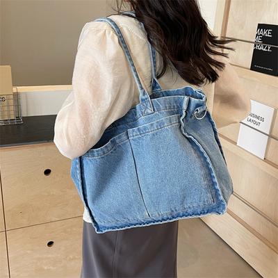 Retro Denim Tragetasche Literarischer Campus-Stil Vielseitige Lässige Handtasche Beliebte Schulter-Umhängetasche