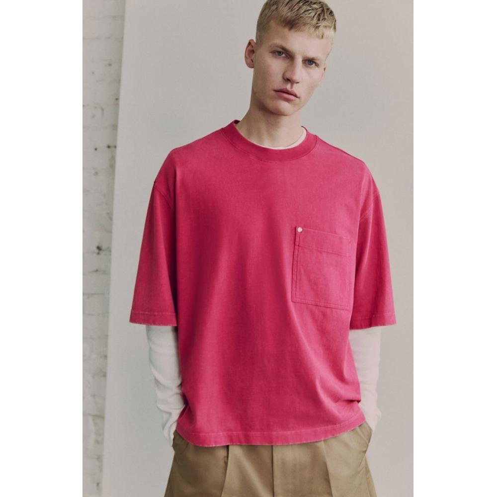H M wasHed T sHirT cHerry Color