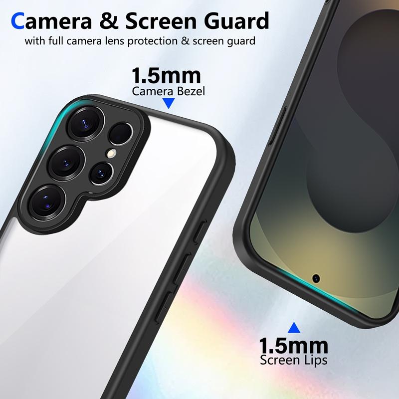 Transparent Silicone Case For Samsung Galaxy S25 S24 S23 S22 Ultra Plus Edge FE PC Back TPU Bumper Shockproof Clear Phone Cover