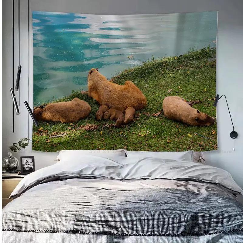 Capybara Tierdruck Wandteppich Büro Wohnzimmer Dekoration Zuhause Wandteppich