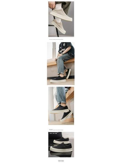Men's 2025 Trendy Thick-Soled Canvas Slip-Ons: Breathable, Non-Slip, Wear-Resistant Casual Shoes for Spring & Autumn