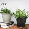 Durable Plastic Garden Planters Round Flower Pot, Lightweight Plant Pot with Drainage Outdoor Yard Holders Holes, Modern Planter for Indoor And Plants