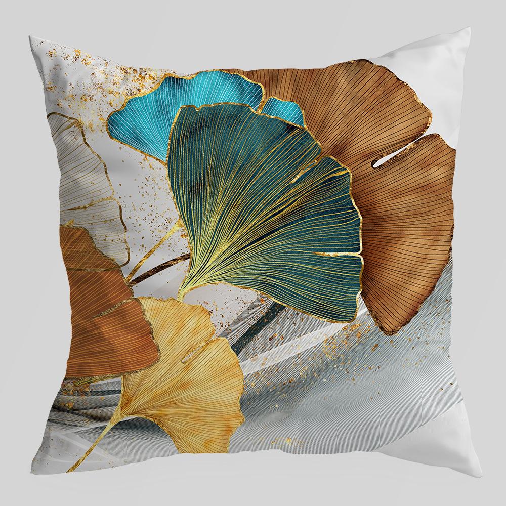 

Новый тип домашней ткани, наволочка и чехол для подушки с принтом листьев гинкго зеленого и золотого цвета 45 * 45Cm without pillow core