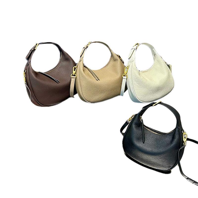 New Leather Large Bag Temperament Handbag, Single Shoulder Diagonal Cross Handbag, Women's High-end Sense, Top Layer Cowhide Women's Bag