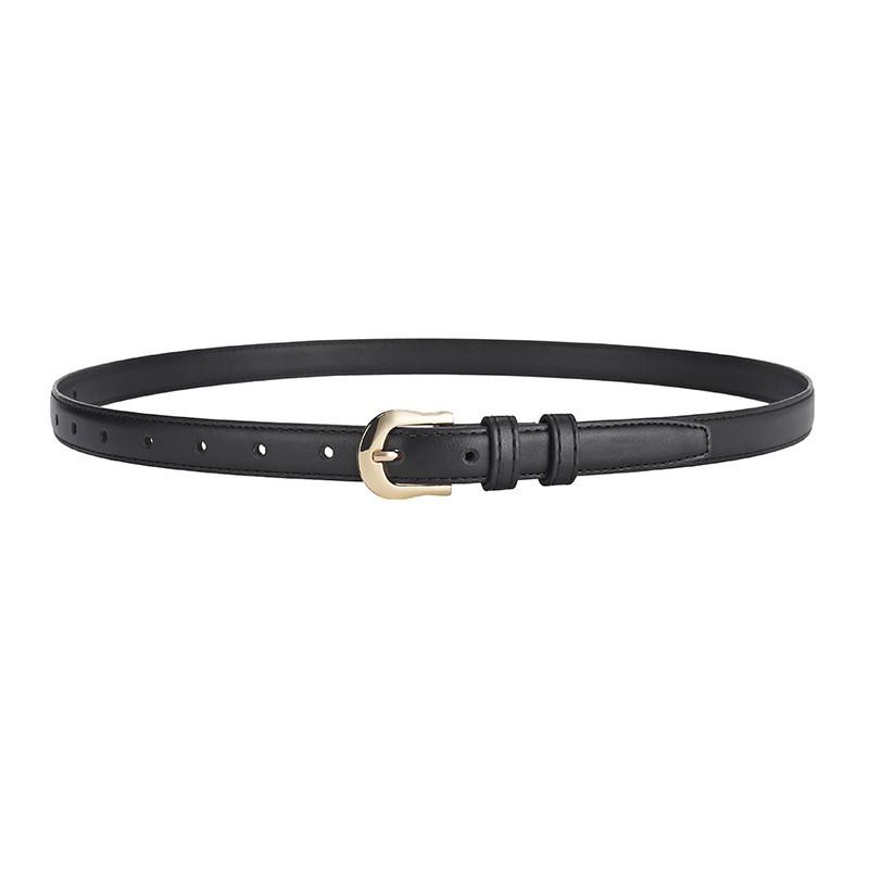 Womens Slim Black Faux Leather Belt With Alloy Oval Buckle Casual Chic Waistband Jeans 105cm One Size