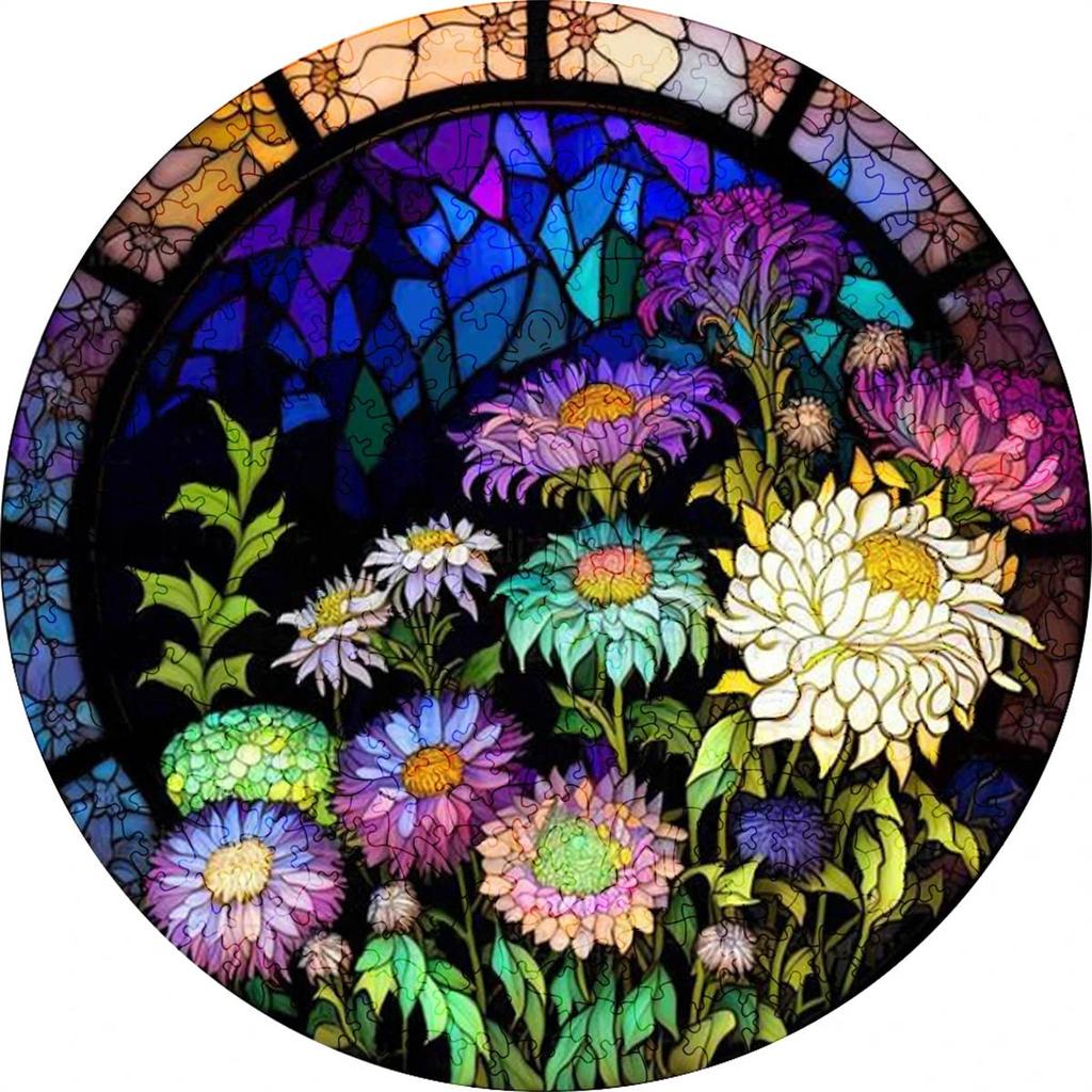 Wooden Puzzles Flowers Art Decoration Irregular Shape Puzzle Board Set Puzzle Toys for Adults Family