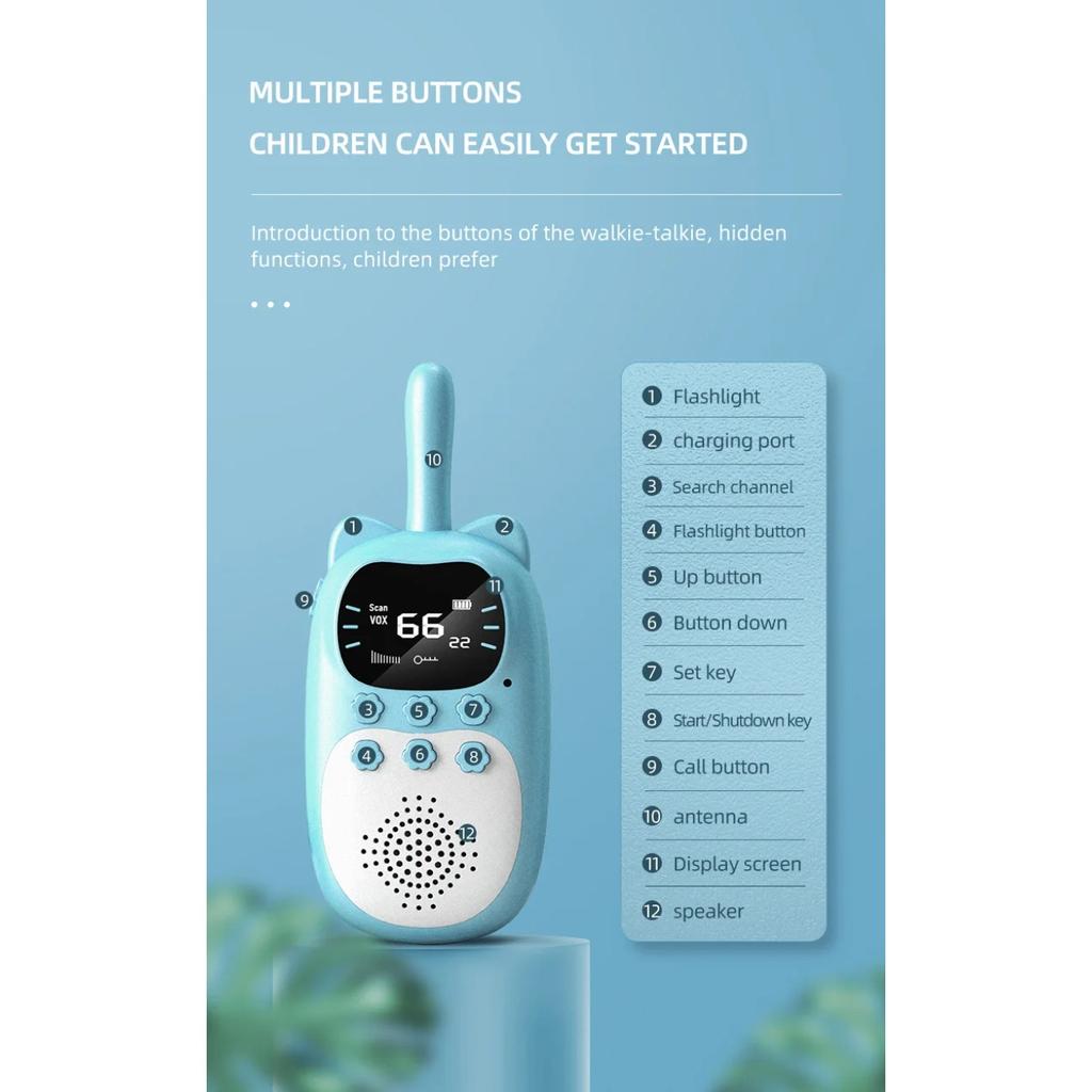 Mini Walkie Talkie Toy for Kids, 3KM Range, USB Charging, Outdoor Play, Parent-Child Interaction, Educational