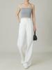 2026 Summer High-Waisted Wide-Leg Cotton Linen Pants White Casual Old Money Style Women