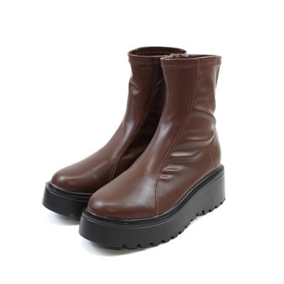 Vivian tera x omi Kollaboration Kurzstiefel mit dicker, elastischer Sohle, Damen, V6363AW, dunkelbraun, Größe S (22,0-22,5).