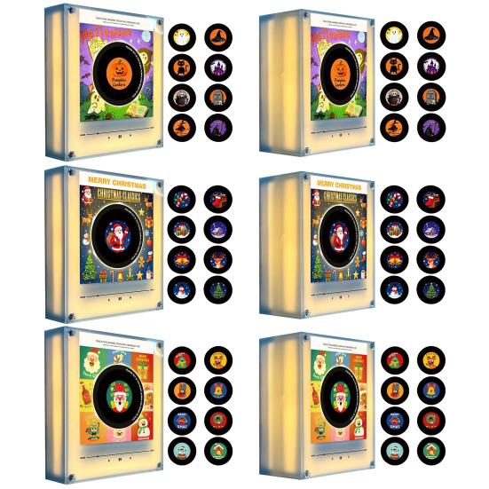 Magnete per Giradischi con Luce Notturna, Magnete per Frigorifero in Vinile, 9 Dischi Programmabili, Memoria da 128MB, Nessuna Musica, Luce LED Personalizzabile, Personalizzazione Magnetica NFC