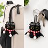 Cute Big Eyes Black Cat Plush Keychain Stuffed Little Devil Cartoon Wings Kitten Doll Pendant Soft Mini Car Keyring Bag Ornament