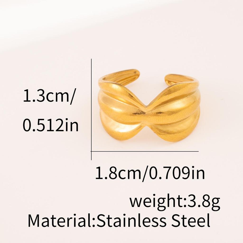 Polished Titanium Bowknot Stainless Steel Open Ring