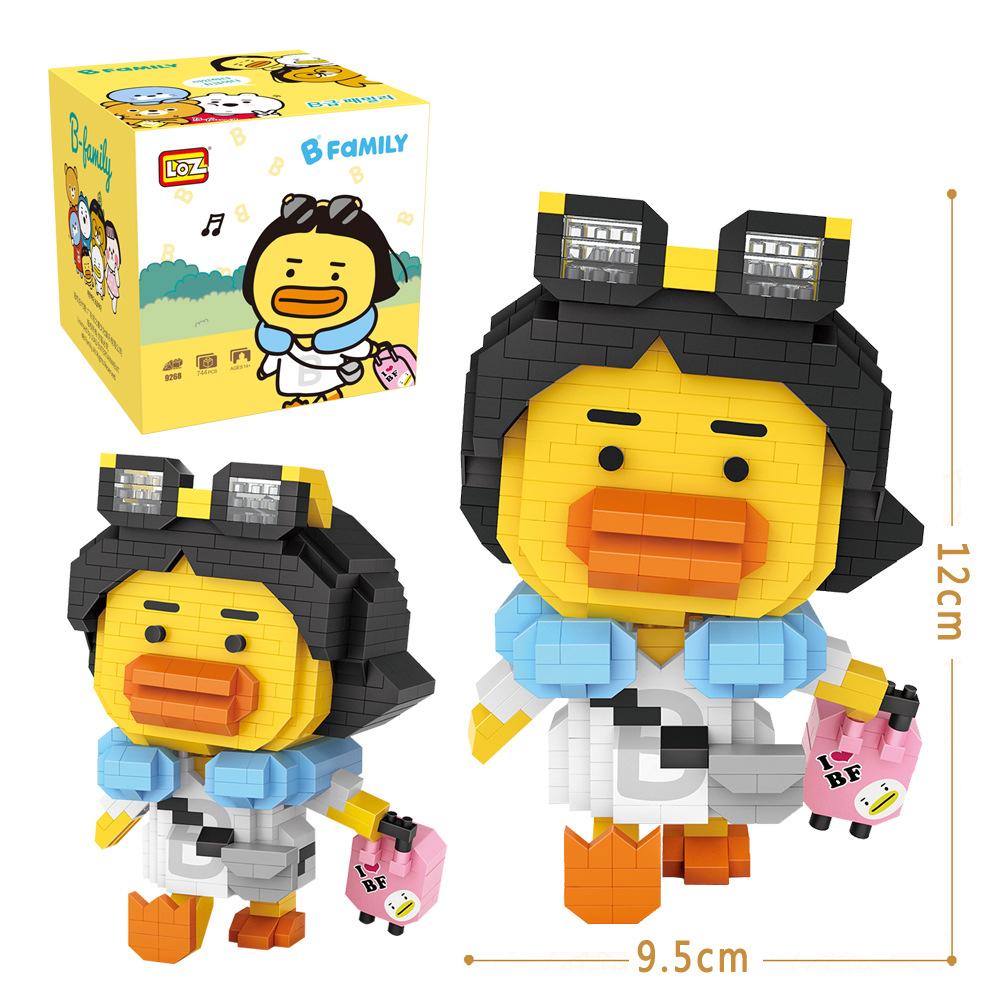 Loz Cartoon Milk Tea Yellow B Duck Particle Building Blocks Travel Duck Mini Micro Bricks Assembly Model Toys for Kid Christmas Gift