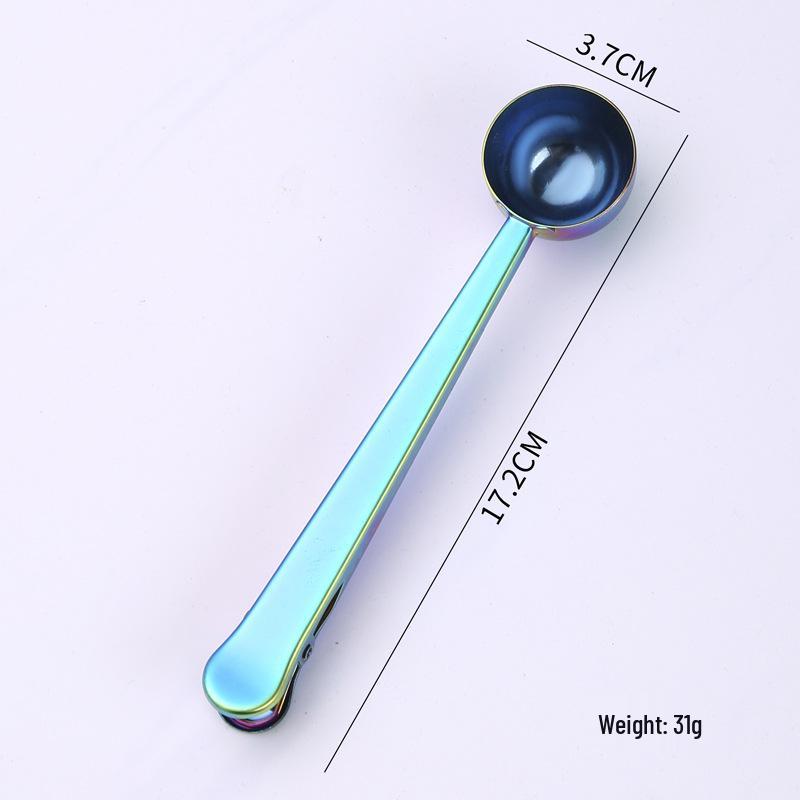 304 Stainless Steel Measuring Spoon with Sealing Clip - Titanium Plated, Multi-functional for Coffee and Milk Powder