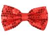 [Elerevyo] Men's Sequin Bow Tie, Adjustable Neck Length, Solid Color Bow Tie, Prom Party, Red, One Size