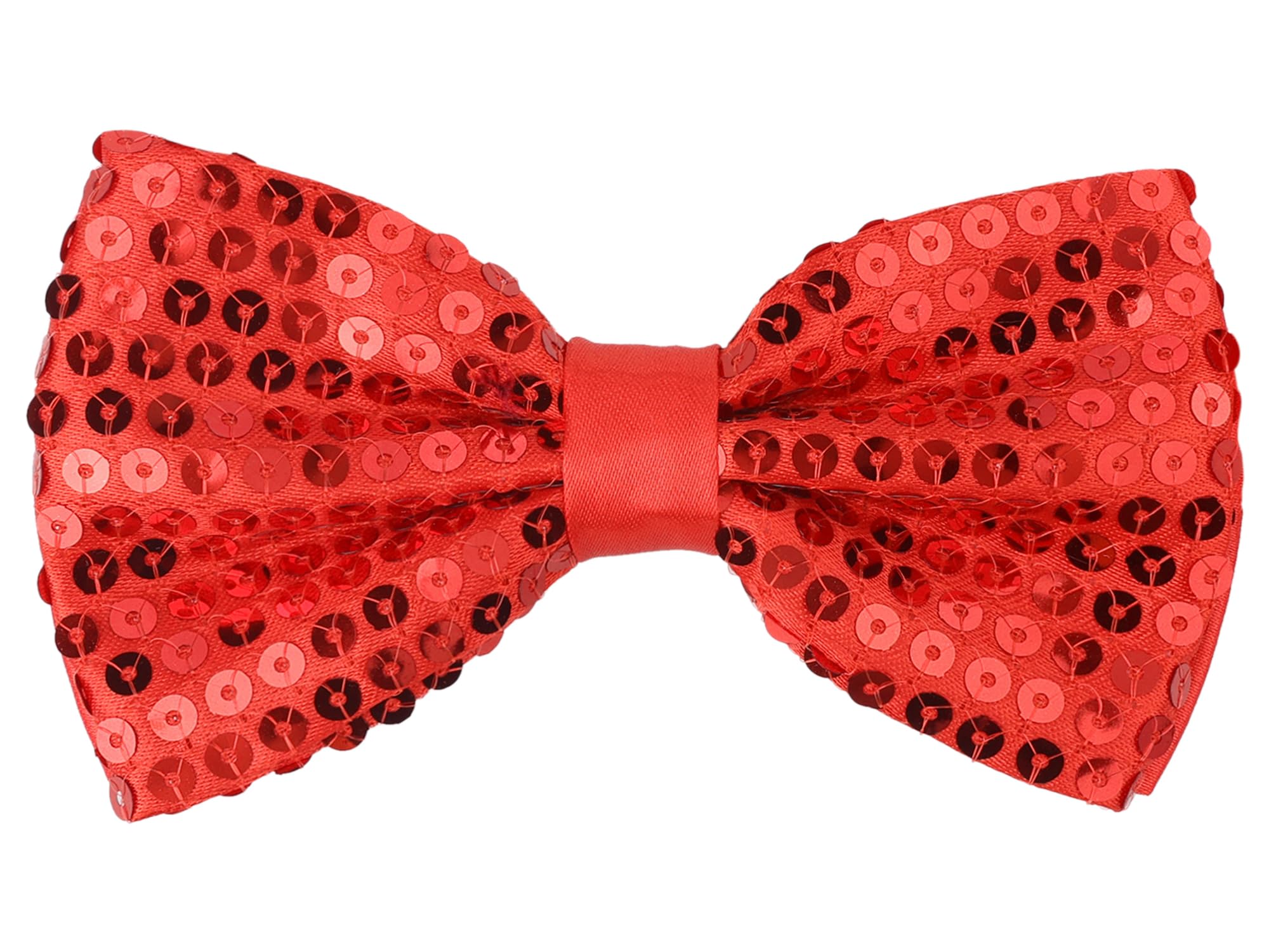 

[Elerevyo] Men s Sequin Bow Tie, Adjustable Neck Length, Solid Color Bow Tie, Prom Party, Red, One Size