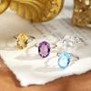Natural Explosion Topaz Amethyst Citrine Ring S925 Silver Light Luxury Jewelry Main Stone 10 * 14mm Fashion Gift
