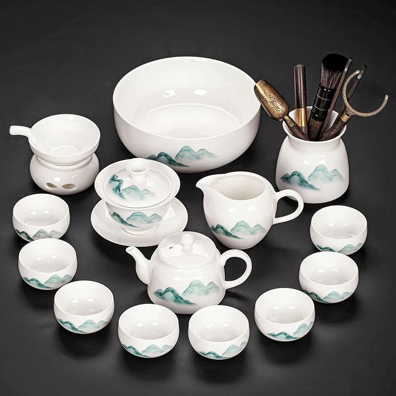 Qiuqiao Mutton Fat Jade Porcelain Kung Fu Tea Set N/A