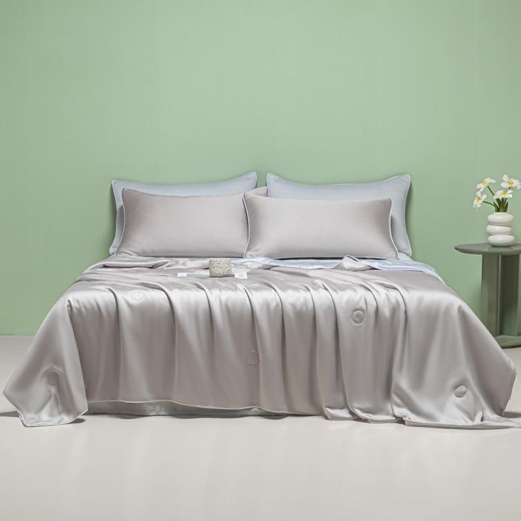 Grade A Ice Silk Summer Quilt Set Double Side Cool Feel Air Conditioner Comforter Set With Sheet Pillowcase Soft Cooling Blanket